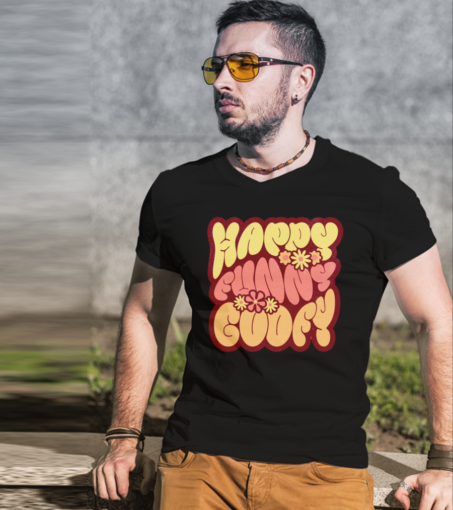 Happy Funny Goofy Retro Flower Power T-Shirt