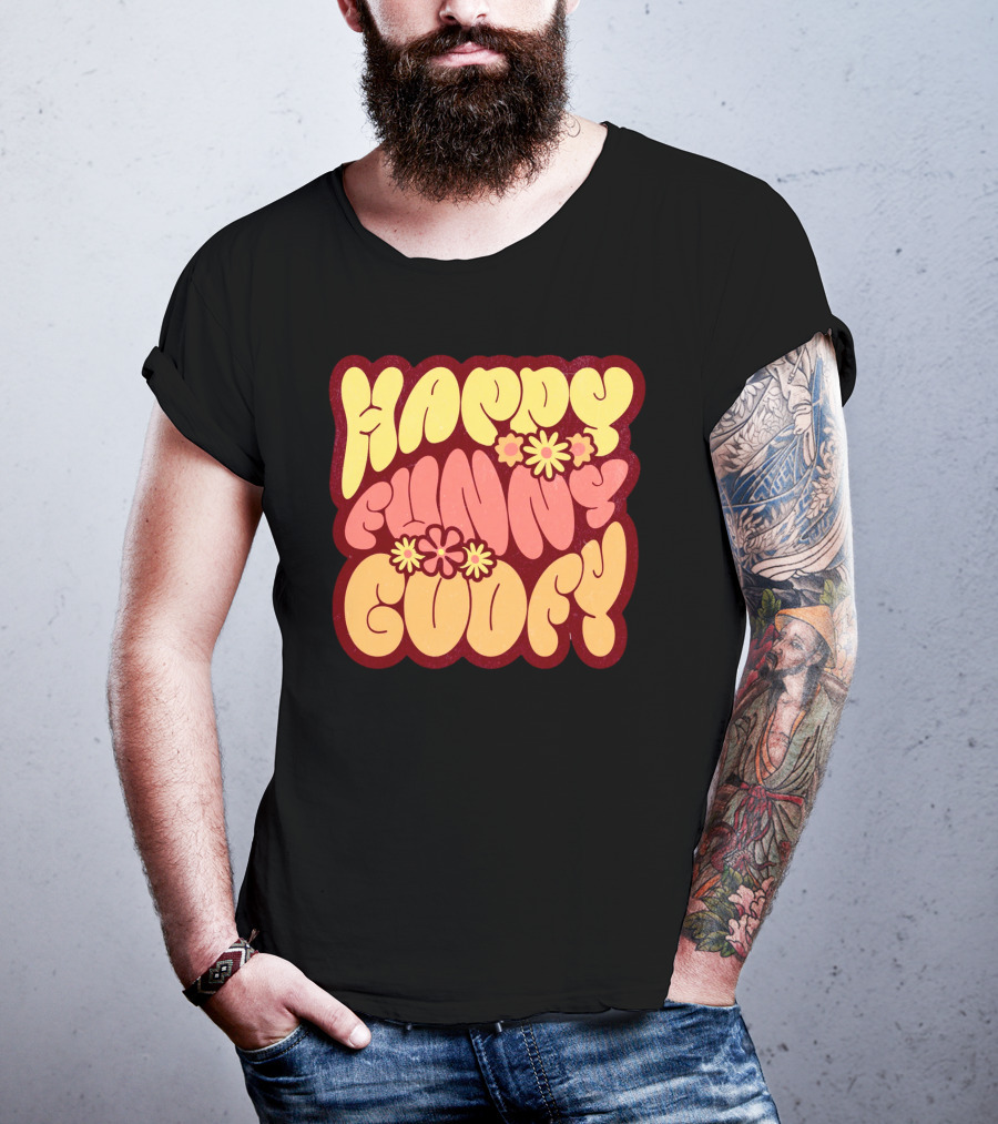 Happy Funny Goofy Retro Flower Power T-Shirt