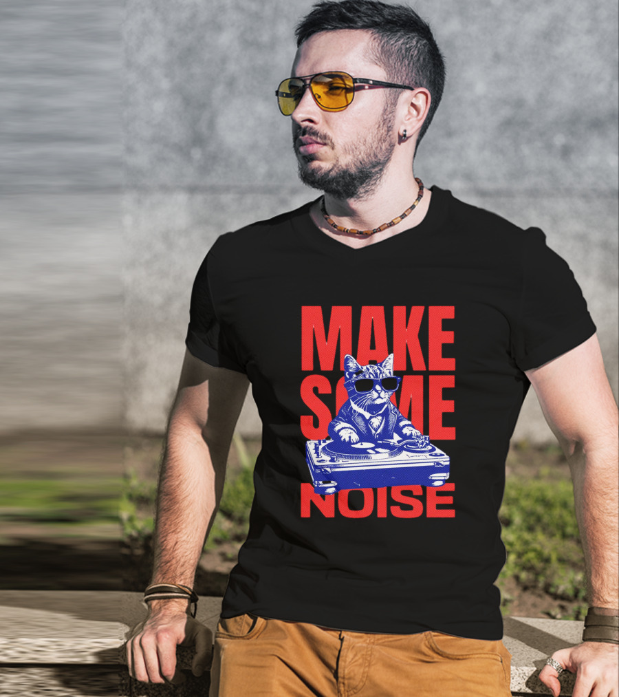 Cat DJ Turntable Make Some Noise T-Shirt