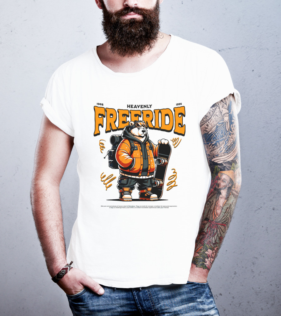HEAVENLY FREERIDE Polar Bear Snowboard 1968 1995 T-Shirt