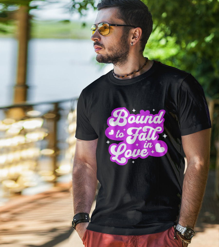 Bound To Fall In Love Purple Heart Stars T-Shirt