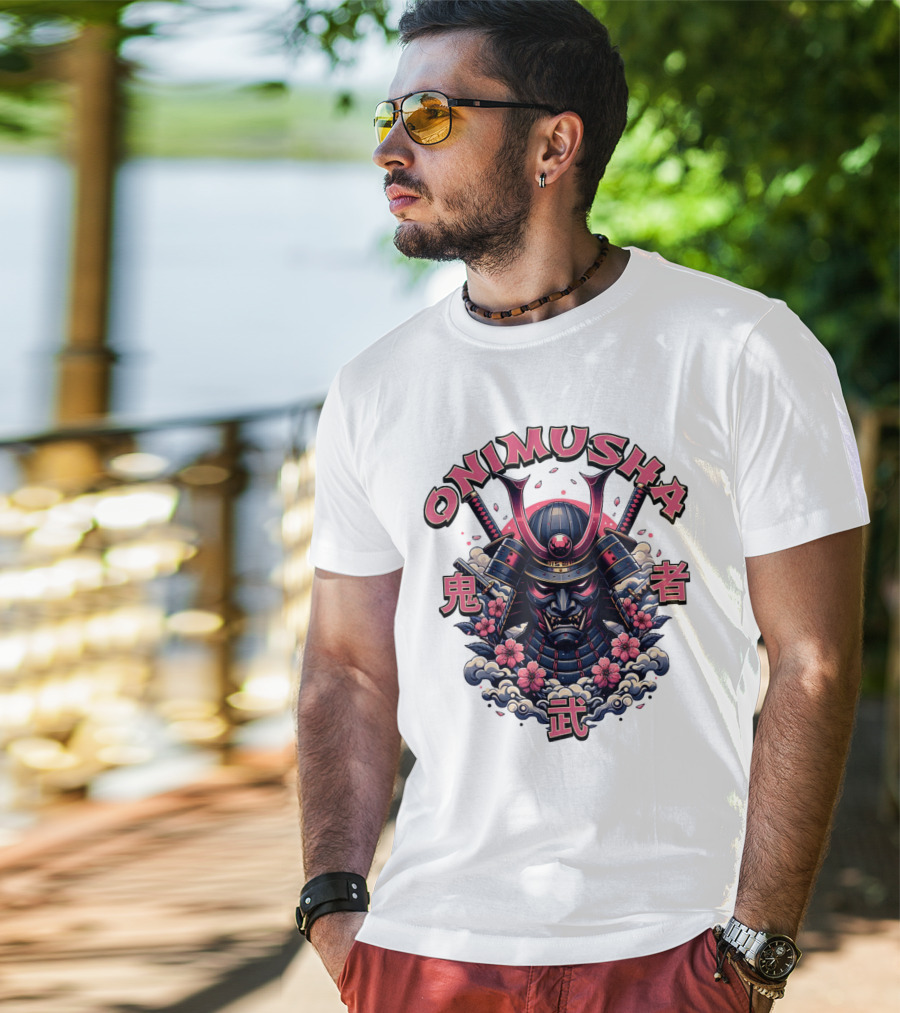 Onimusha Samurai Demon Warrior Flower Clouds T-Shirt