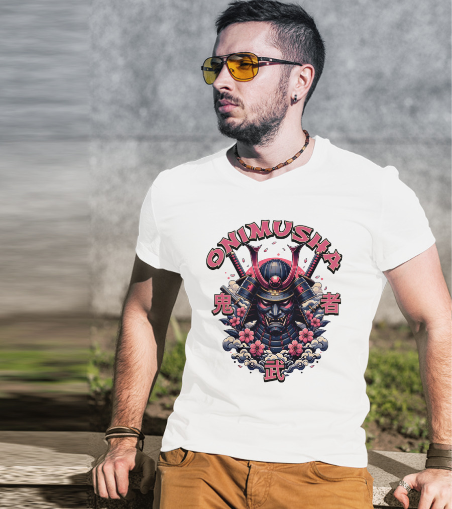 Onimusha Samurai Demon Warrior Flower Clouds T-Shirt