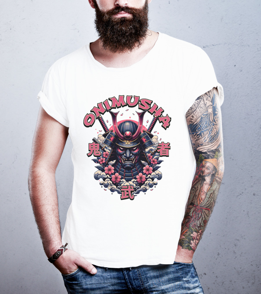 Onimusha Samurai Demon Warrior Flower Clouds T-Shirt