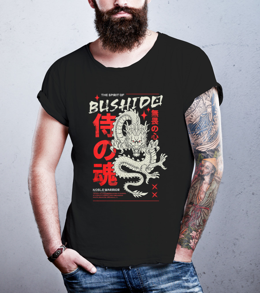 THE SPIRIT OF BUSHIDO NOBLE WARRIOR DRAGON T-Shirt