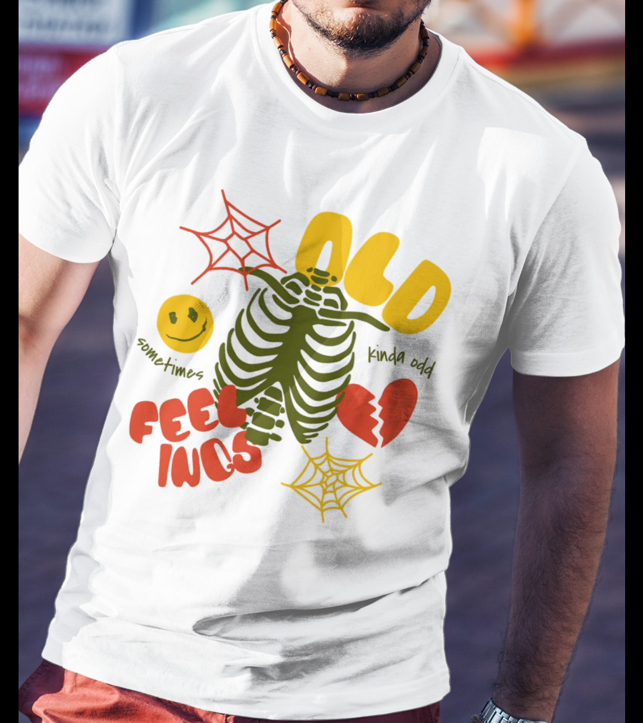 Old Feelings Sometimes Kinda Odd Broken Heart And Smiley Skeleton With Webs T-Shirt