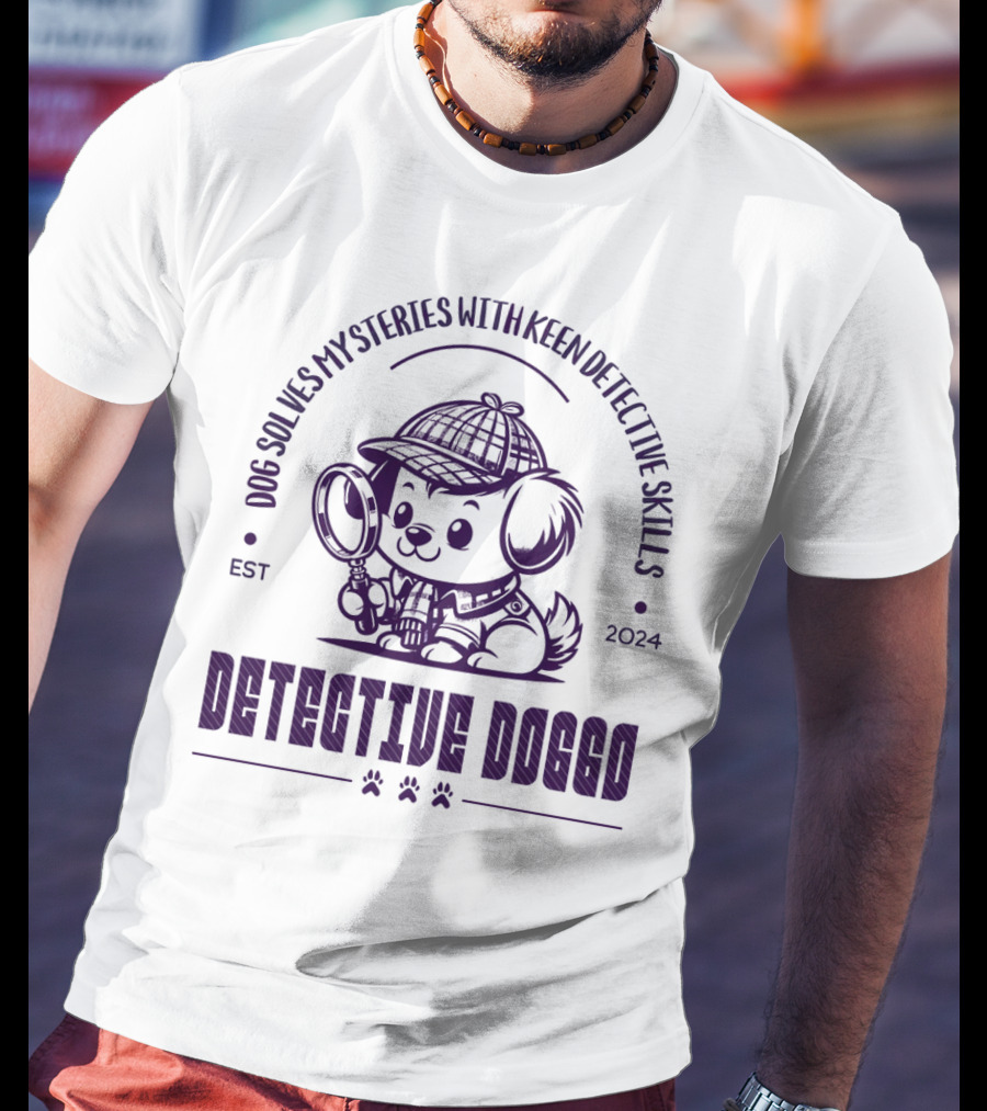Detective Doggo Dog Solves Mysteries With Keen Detective Skills Est T-Shirt