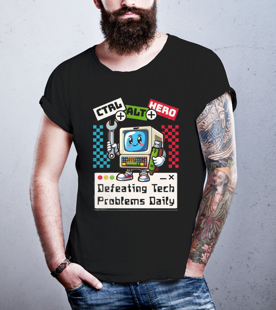 CTRL ALT HERO Retro Computer Defeating Tech Problems Daily T-Shirt