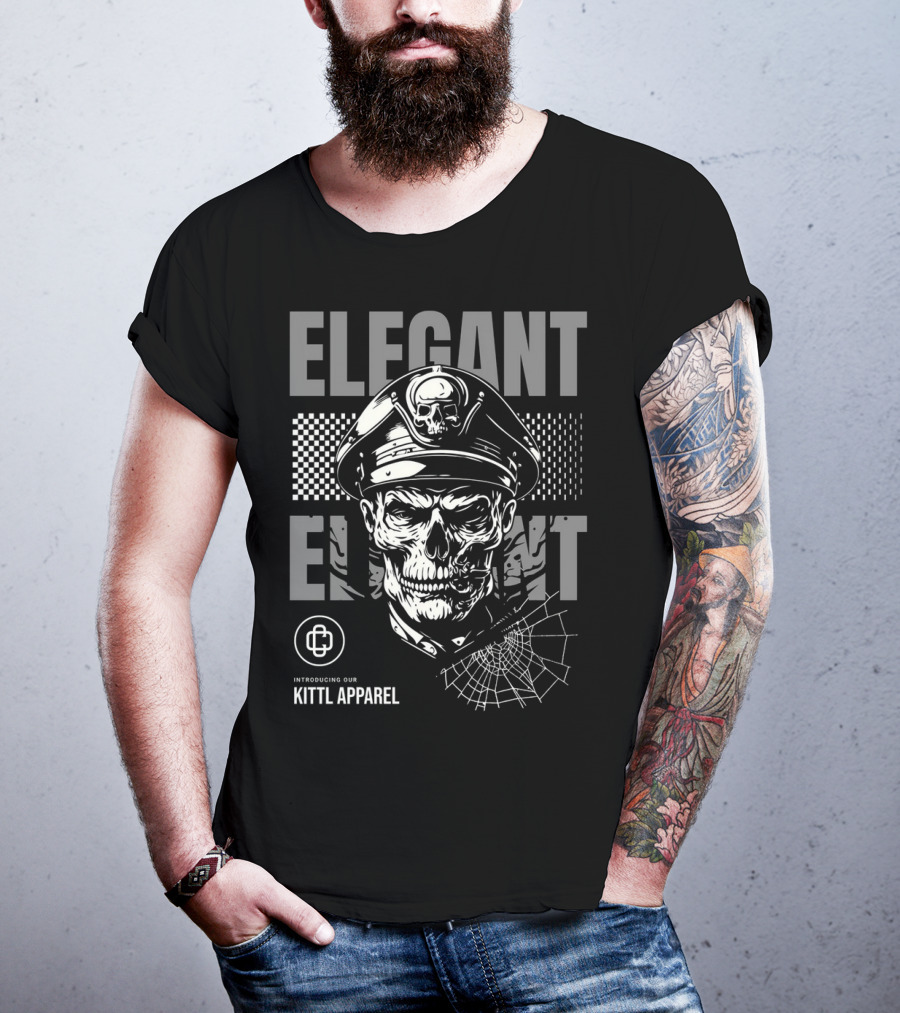 Elegant Captain Skull Kittl T-Shirt