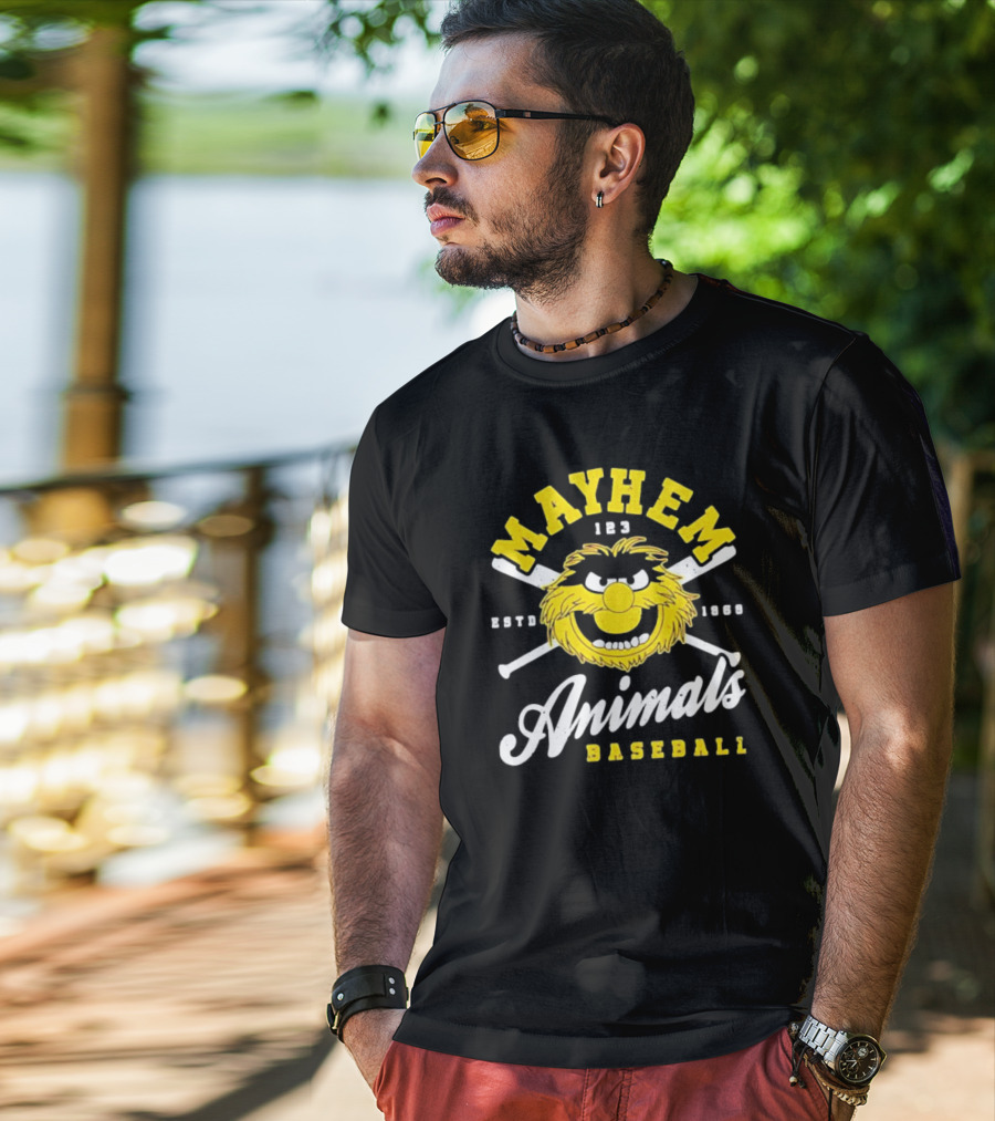 Mayhem 123 ESTD 1969 Animals Baseball T-Shirt
