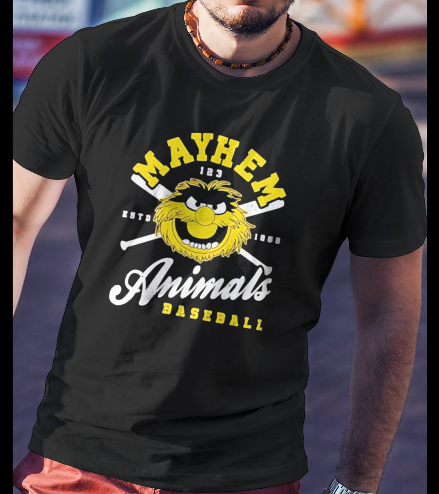 Mayhem 123 ESTD 1969 Animals Baseball T-Shirt