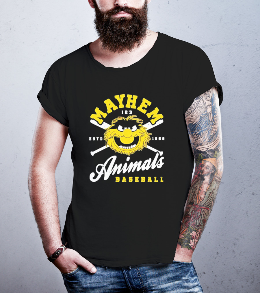 Mayhem 123 ESTD 1969 Animals Baseball T-Shirt