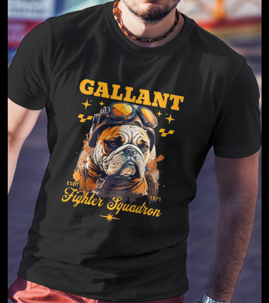 Gallant Bulldog Fighter Squadron 1975 Vintage Pilot Theme ESDT T-Shirt