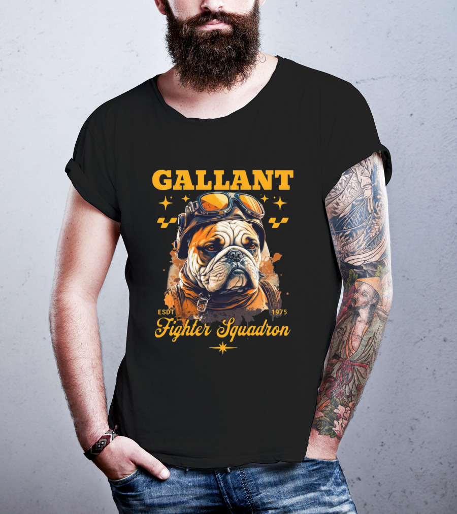 Gallant Bulldog Fighter Squadron 1975 Vintage Pilot Theme ESDT T-Shirt