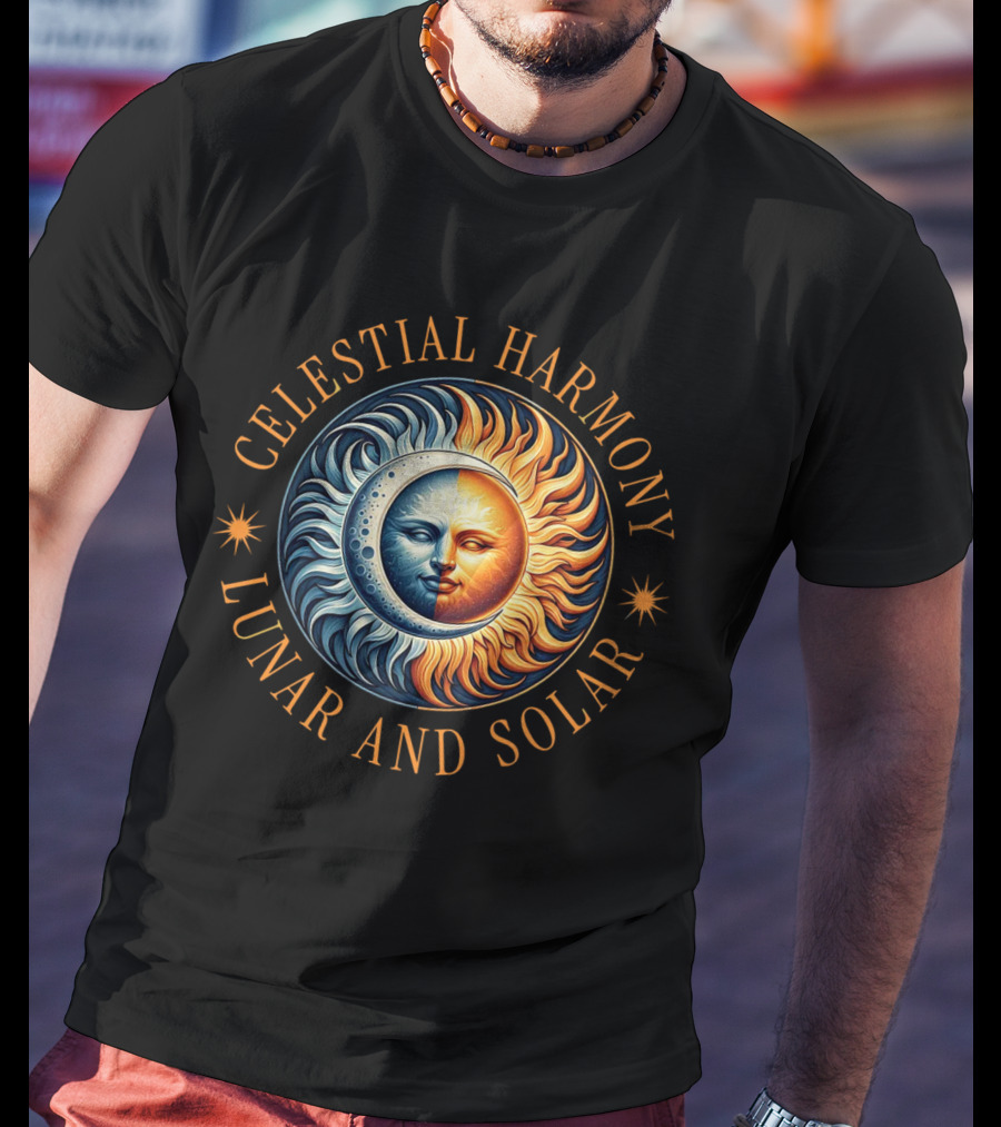 Celestial Harmony Lunar And Solar Duality Moon And Sun Symmetry T-Shirt