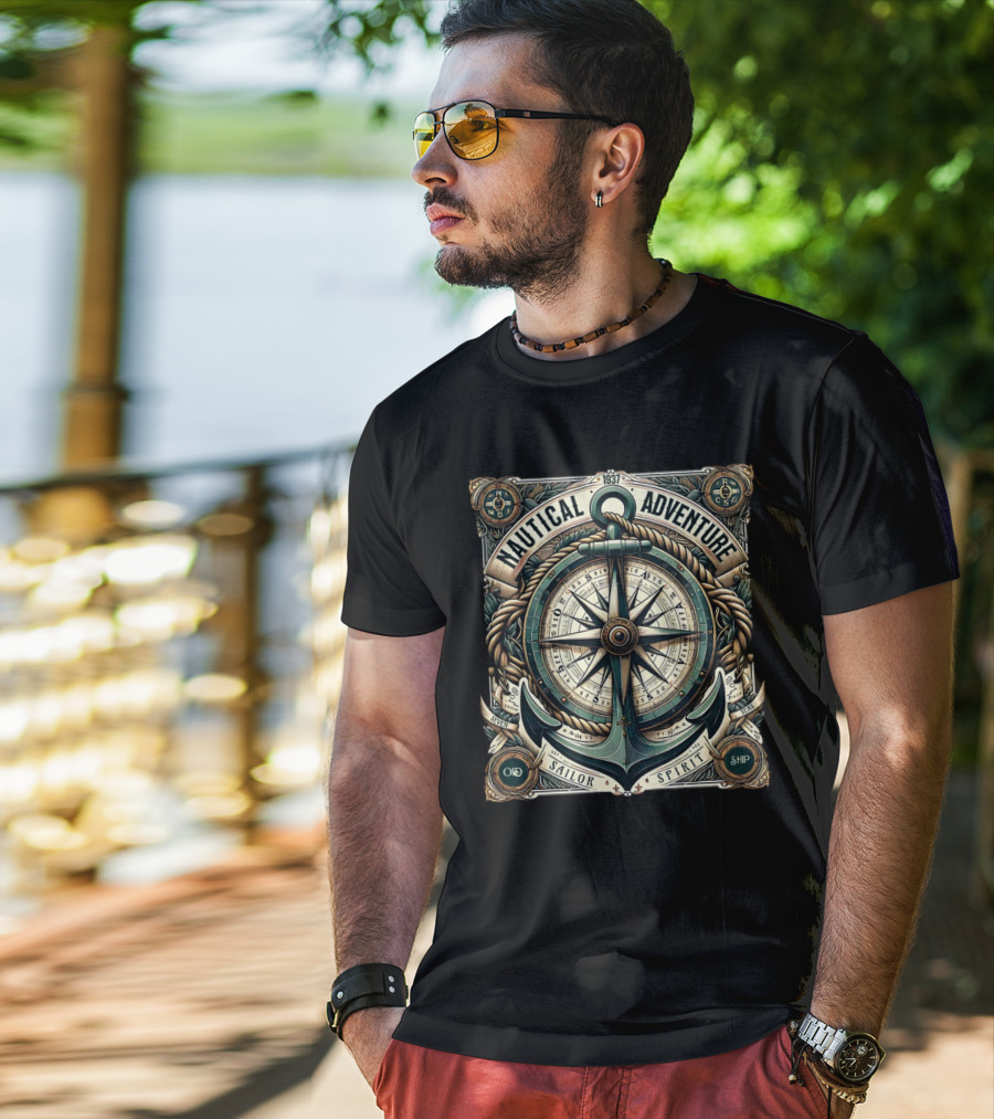 Nautical Adventure 1937 Old Sailor Spirit Ship Compass Anchor T-Shirt