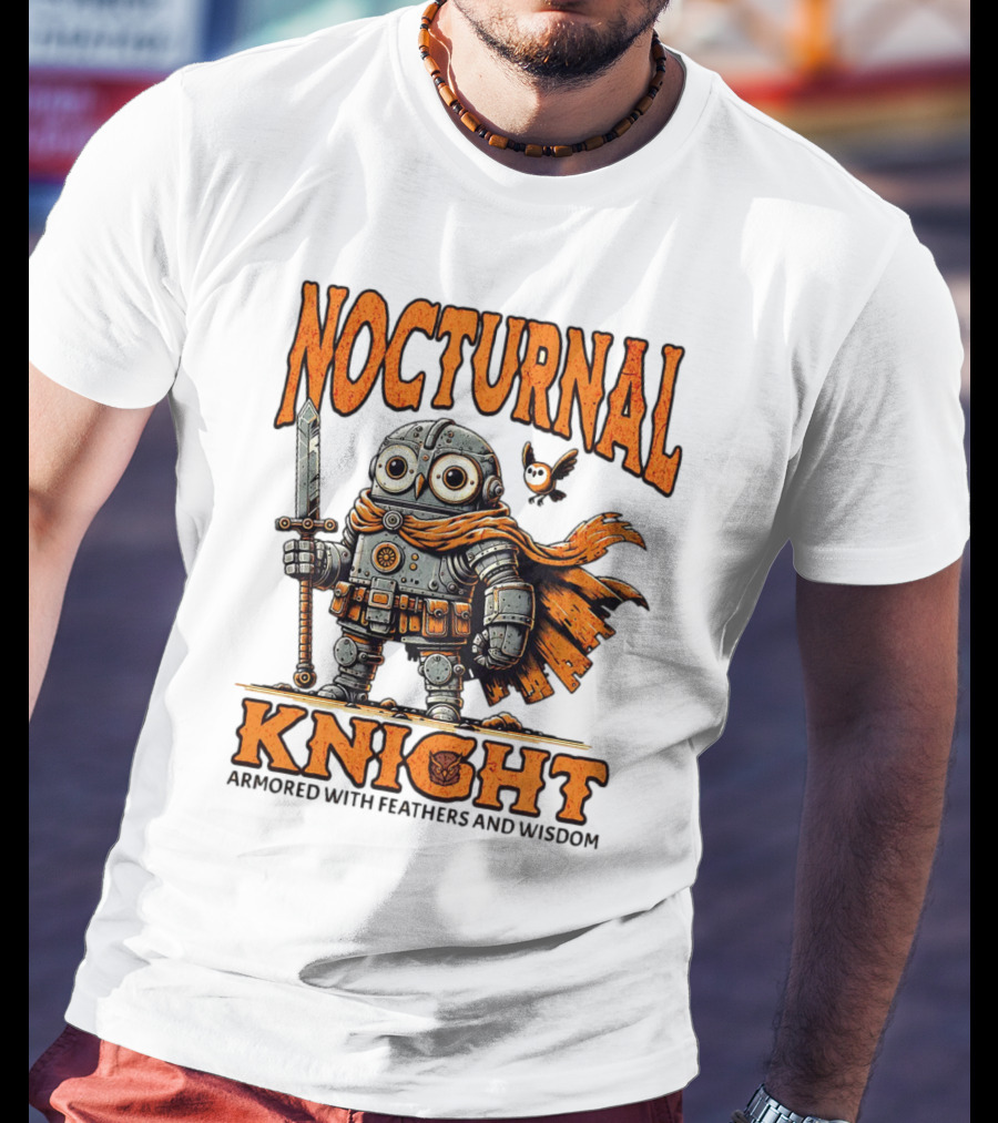 Nocturnal Knight Armored With Feathers And Wisdom Owl T-Shirt