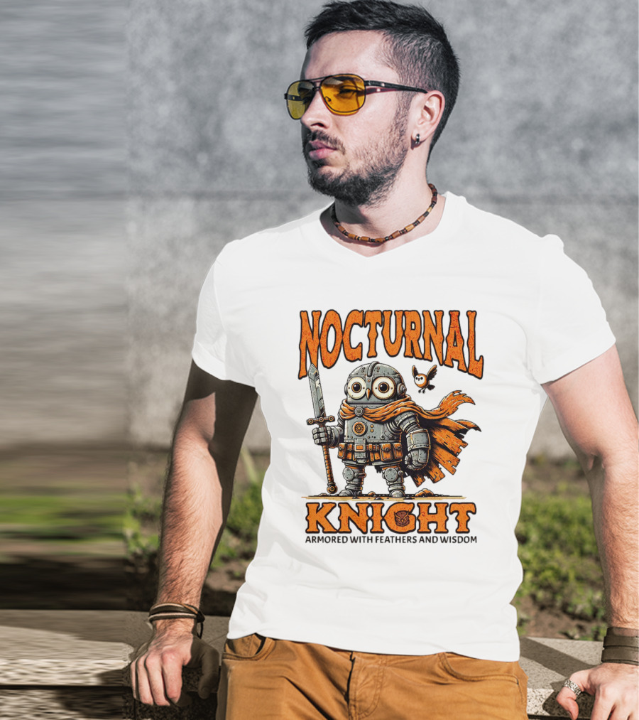 Nocturnal Knight Armored With Feathers And Wisdom Owl T-Shirt