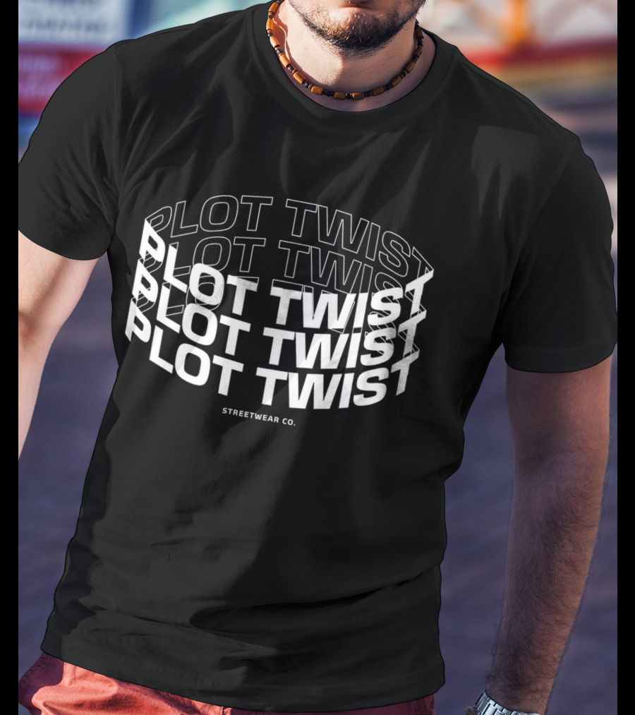 Plot Twist Streetwear Co. Repeated Text T-Shirt