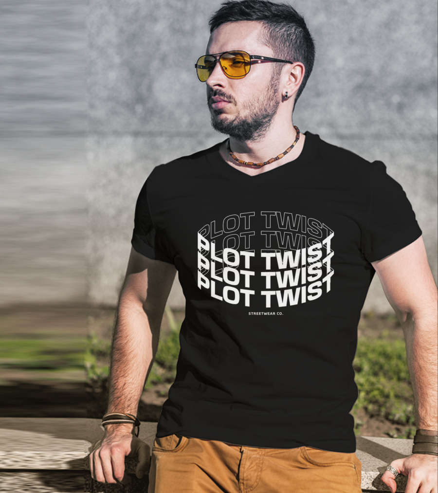 Plot Twist Streetwear Co. Repeated Text T-Shirt