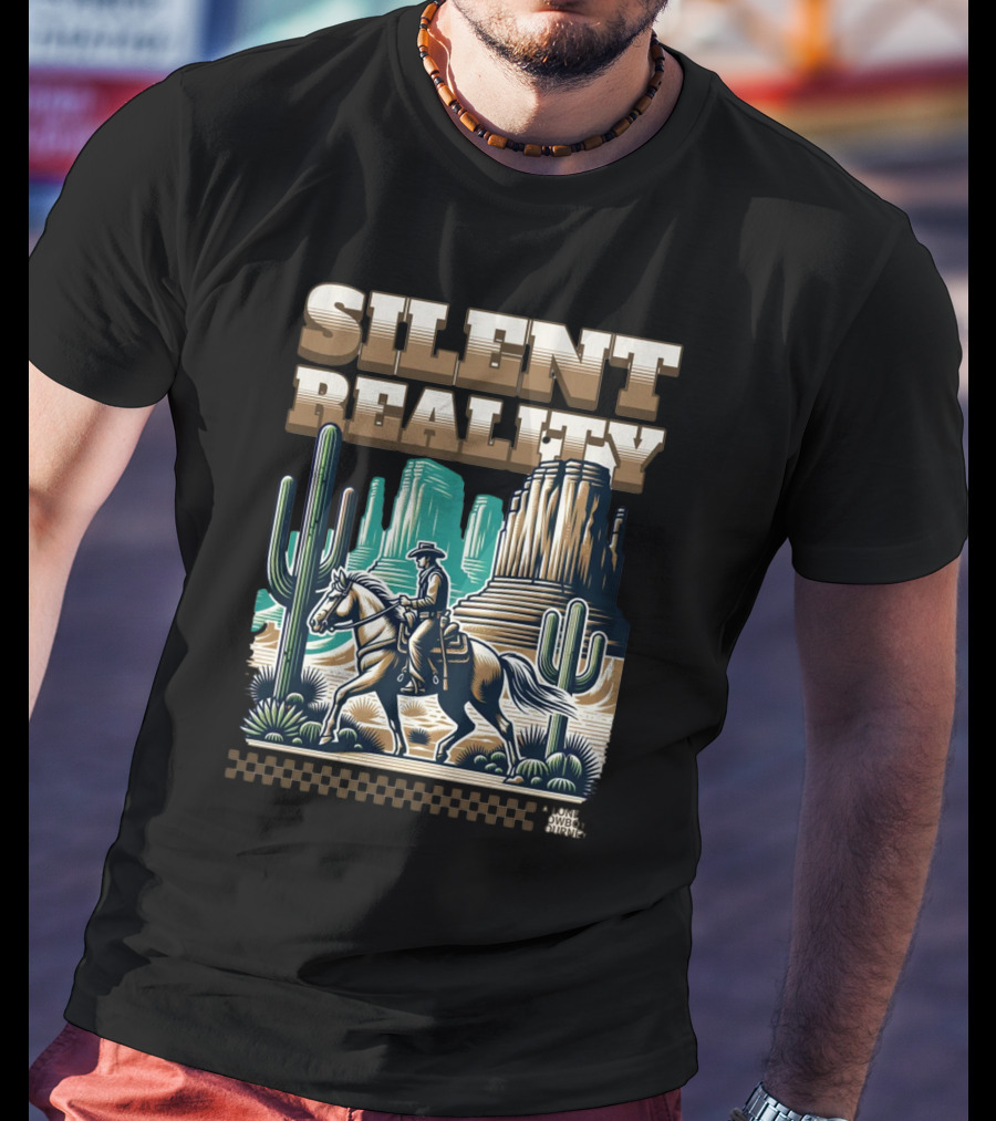 Silent Reality Cowboy Landscape With Cactus And Buttes T-Shirt