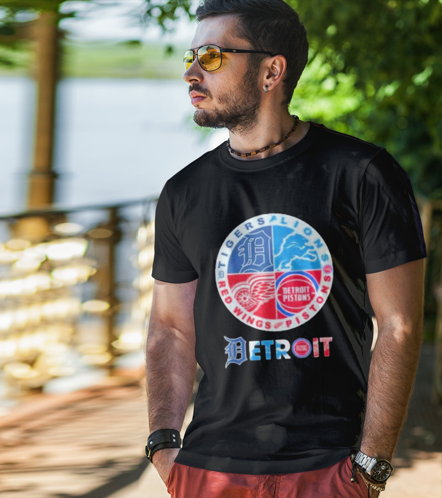 Detroit Tigers Lions Red Wings Pistons Circle T-Shirt