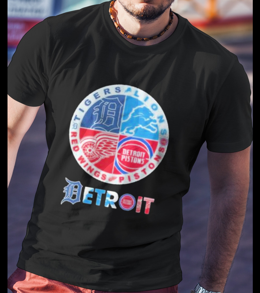 Detroit Tigers Lions Red Wings Pistons Circle T-Shirt
