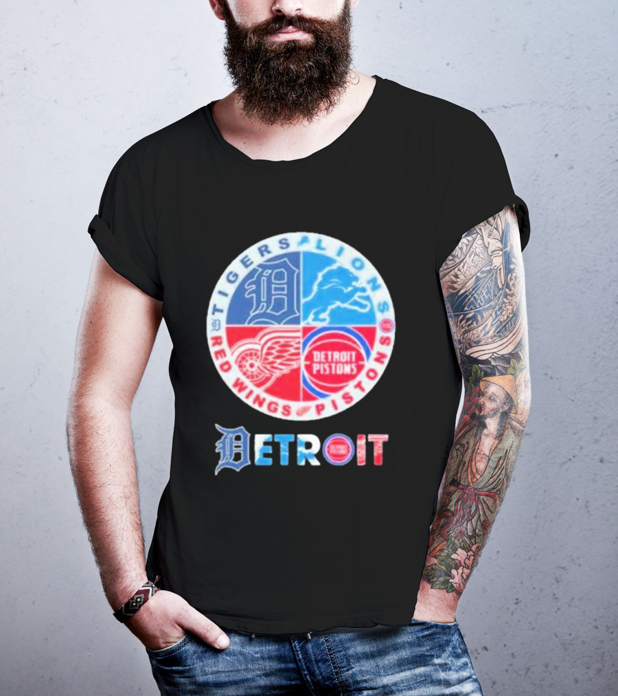 Detroit Tigers Lions Red Wings Pistons Circle T-Shirt