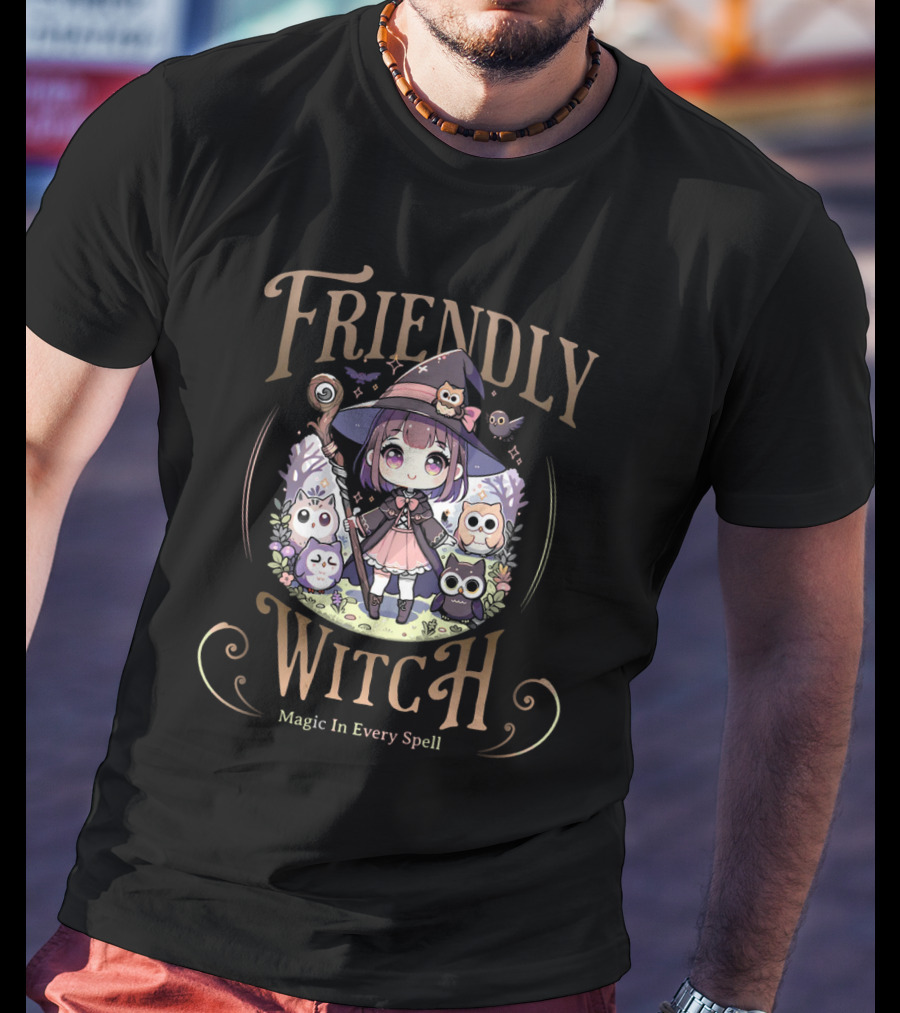 Friendly Witch Magic In Every Spell Kawai Owls Cute Anime T-Shirt