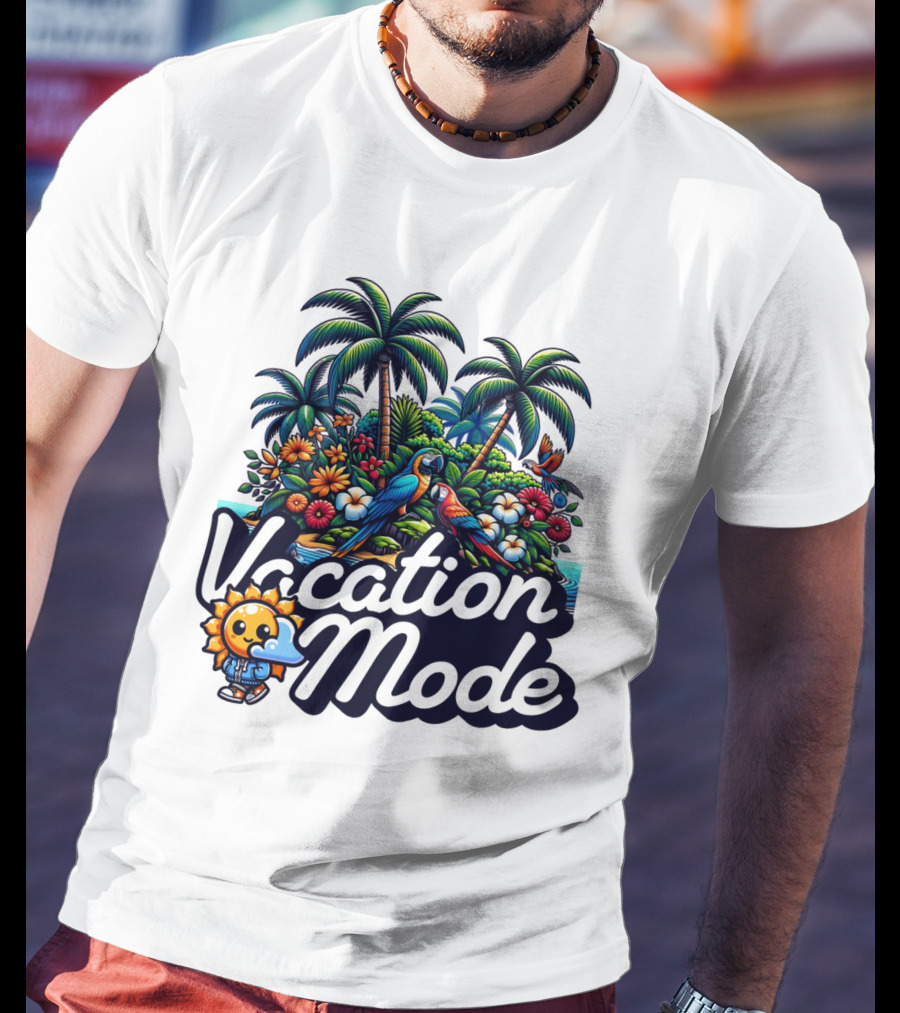 Vacation Mode Tropical Paradise Parrots And Palms T-Shirt