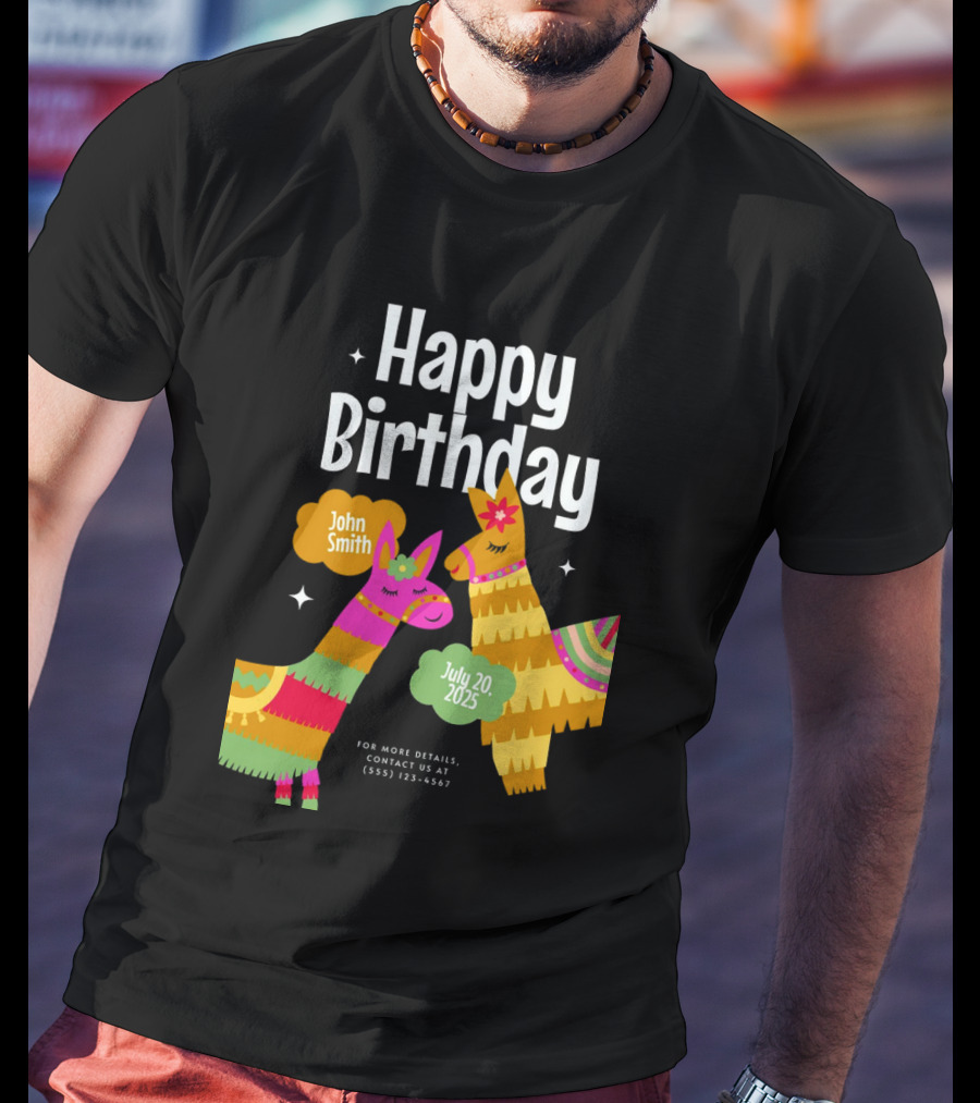 Happy Birthday John Smith Llamas July 20 2025 T-Shirt
