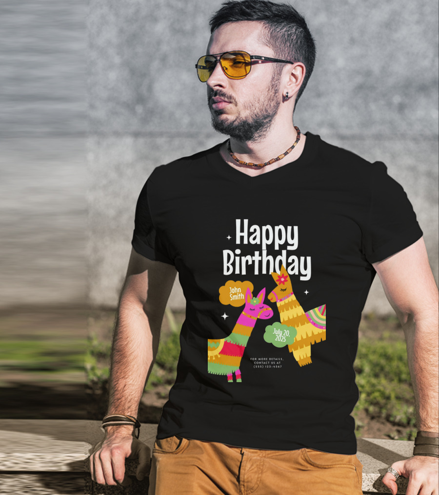 Happy Birthday John Smith Llamas July 20 2025 T-Shirt