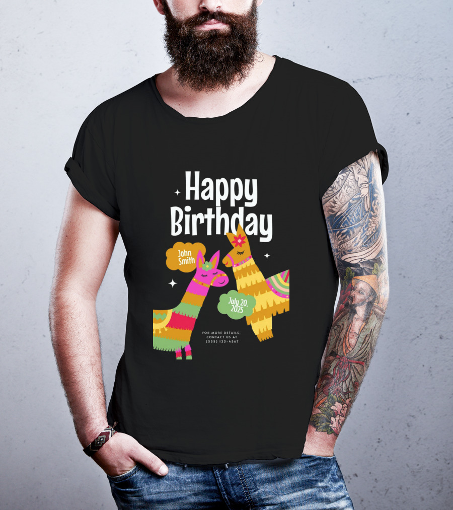 Happy Birthday John Smith Llamas July 20 2025 T-Shirt