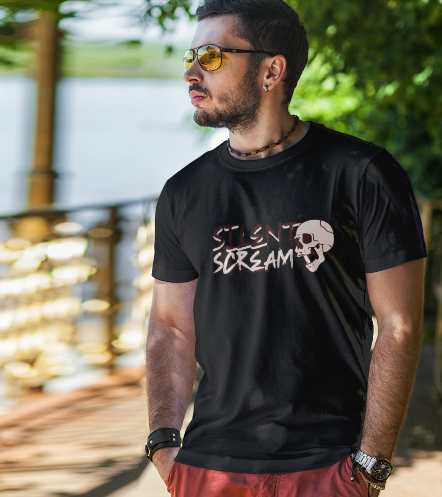 Silent Scream Skull Art With Screaming Skull Face T-Shirt
