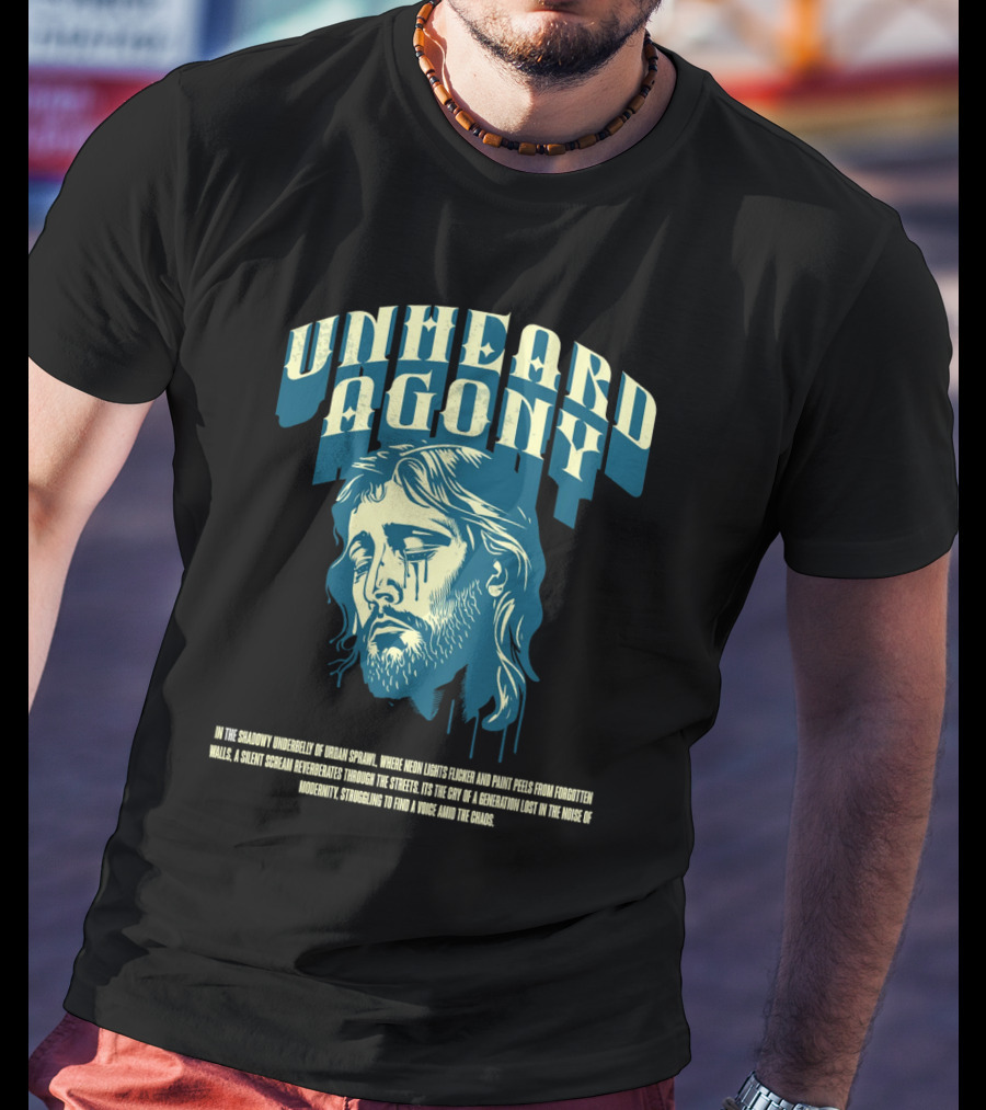 Unheard Agony Neon Lights Silent Scream Struggling Voice Chaos T-Shirt
