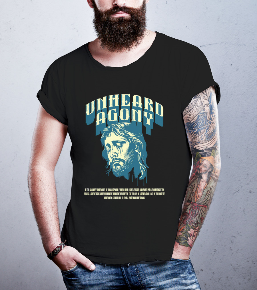 Unheard Agony Neon Lights Silent Scream Struggling Voice Chaos T-Shirt
