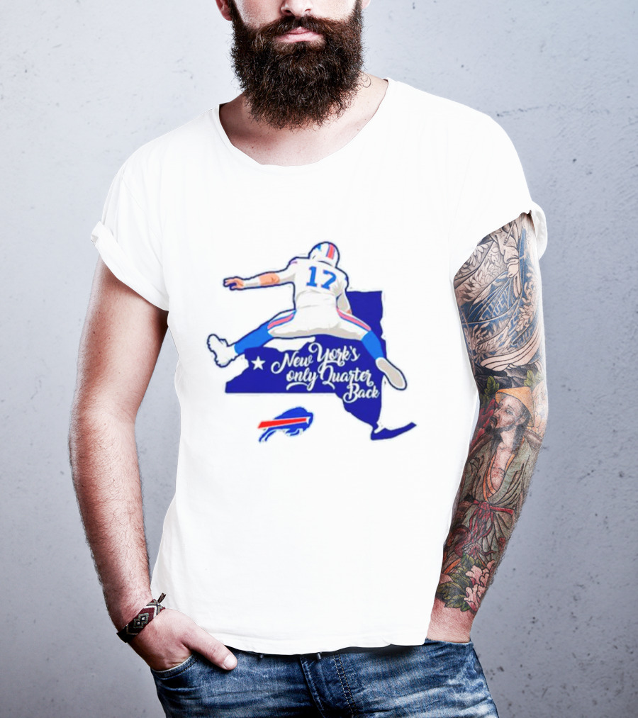 Buffalo Bills 17 New York's Only Quarterback With Iconic Jump And Team Colors T-Shirt