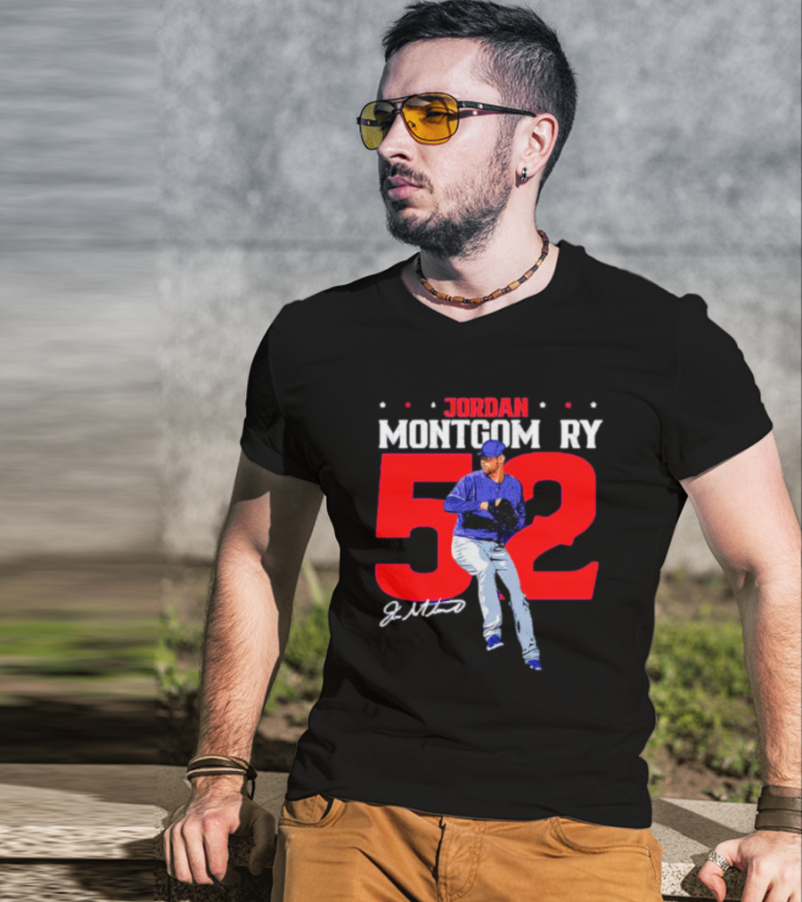 Jordan Montgomery 52 Texas Rangers Signature Pitcher T-Shirt