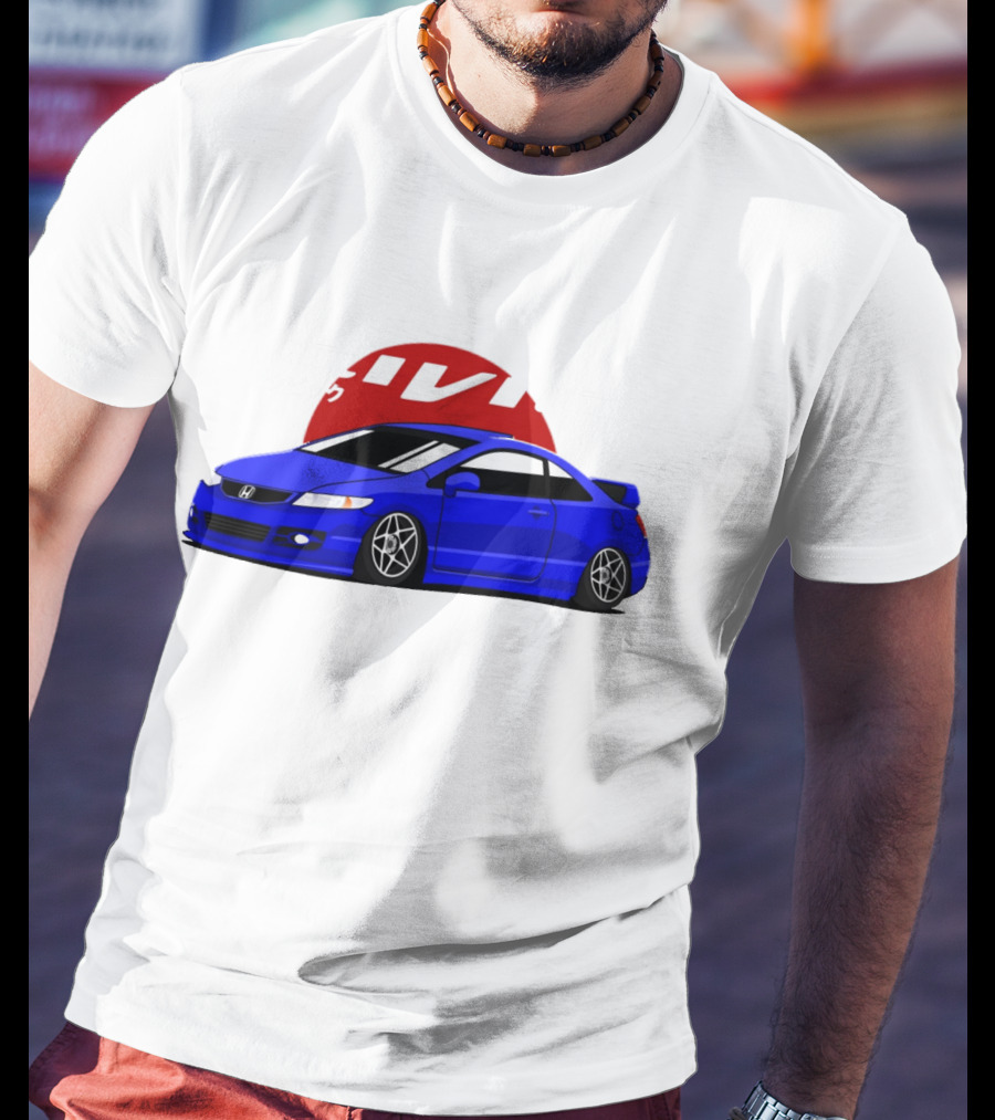 Civic SI JDM Cars Blue Honda With Japanese Characters T-Shirt