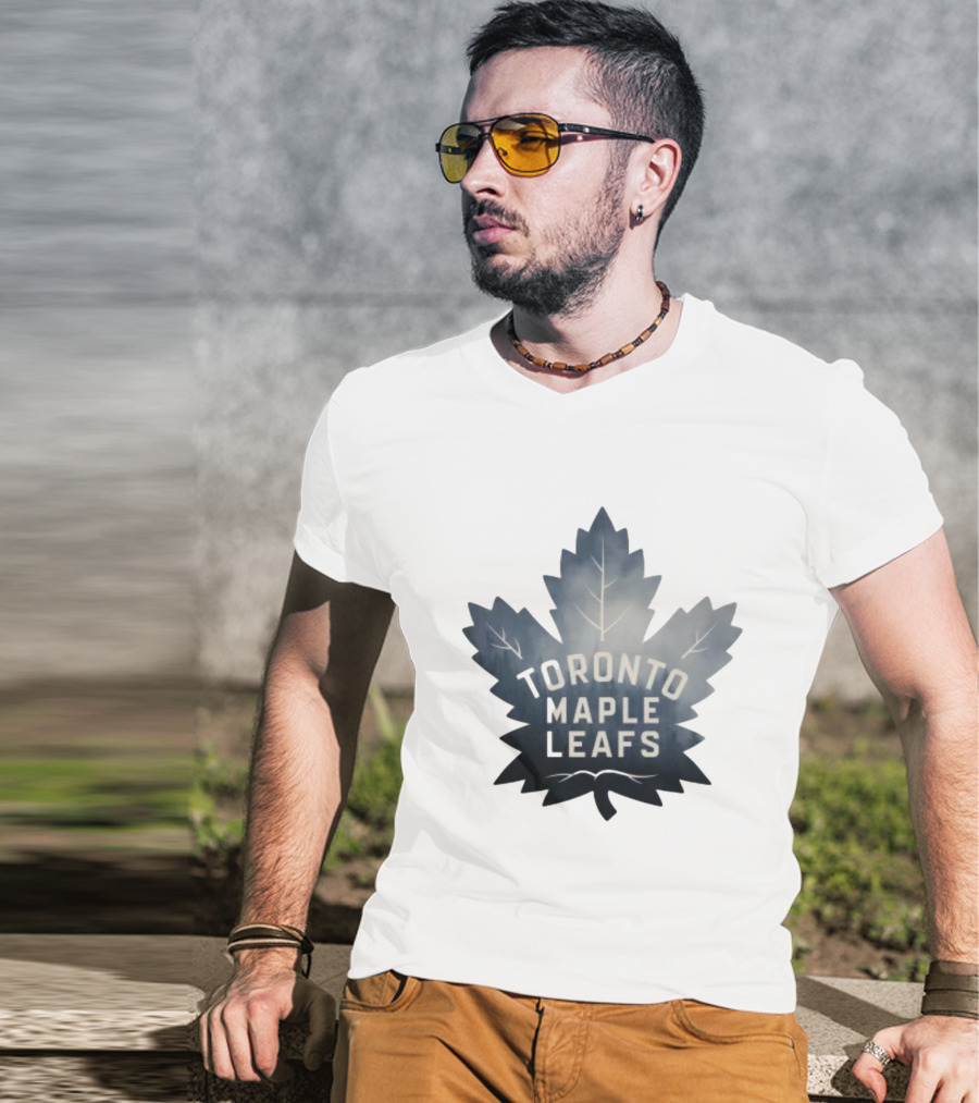 Toronto Maple Leafs Logo In Maple Leaf Shape T-Shirt