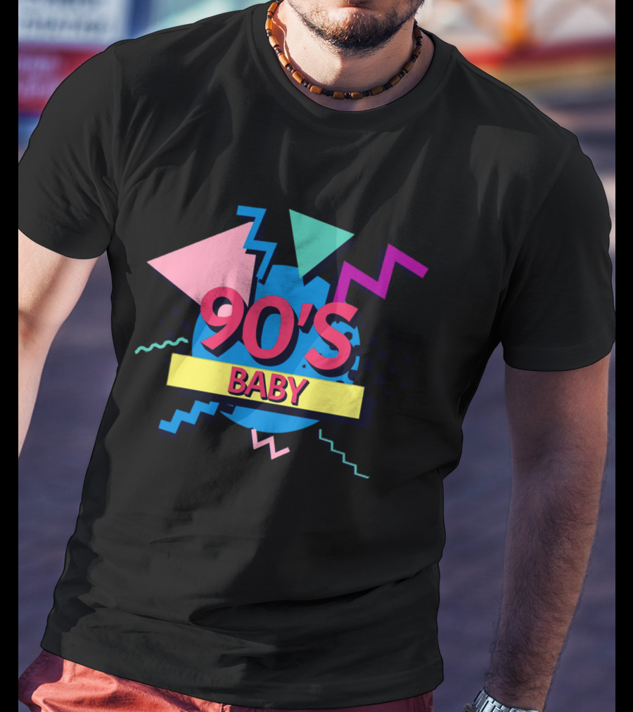 90's Baby Retro Geometric Shapes Colorful Triangles Zigzag T-Shirt