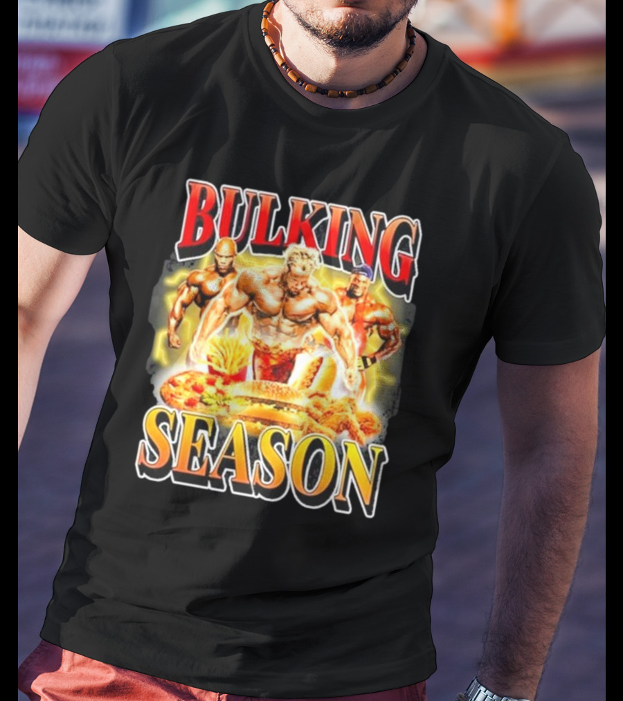 Notsafeforwear Bulking Season Muscular Trio And Feast T-Shirt