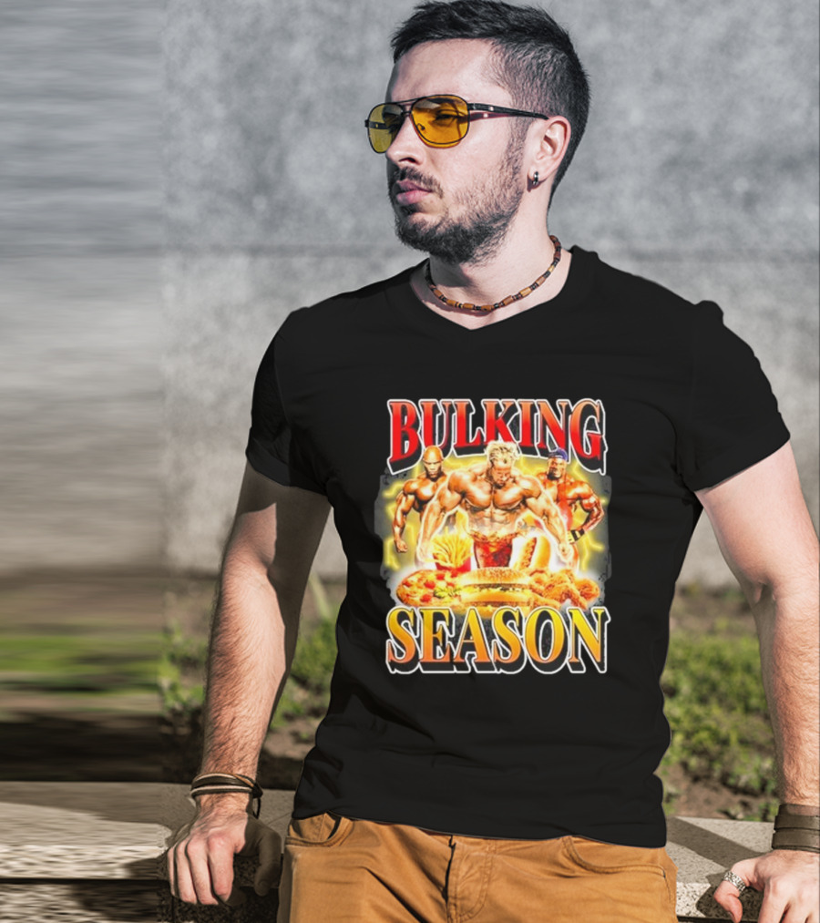 Notsafeforwear Bulking Season Muscular Trio And Feast T-Shirt