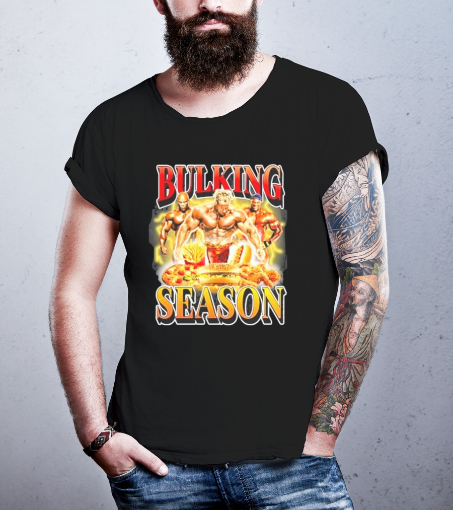 Notsafeforwear Bulking Season Muscular Trio And Feast T-Shirt