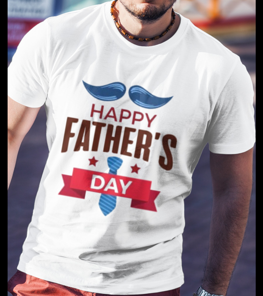 Happy Father's Day Blue Mustache And Tie T-Shirt