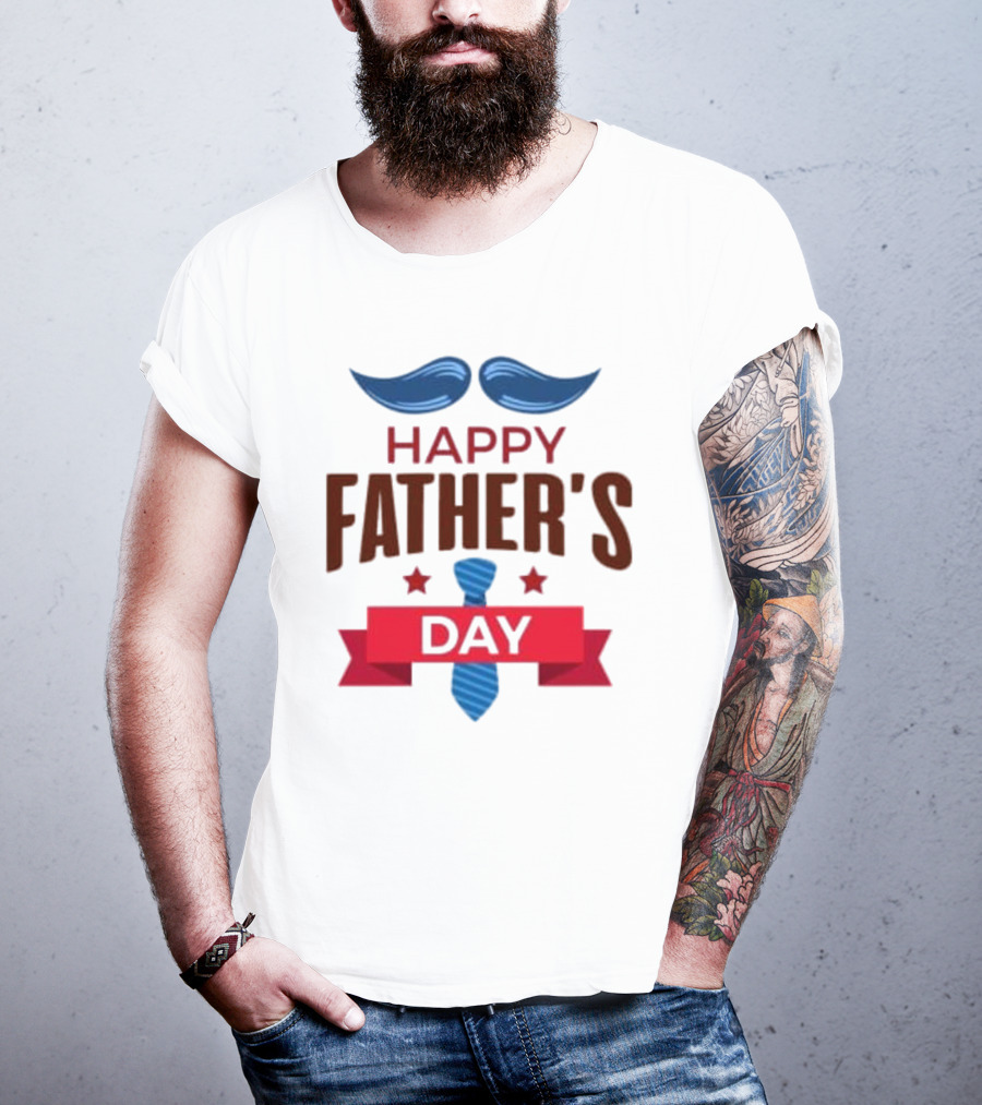 Happy Father's Day Blue Mustache And Tie T-Shirt