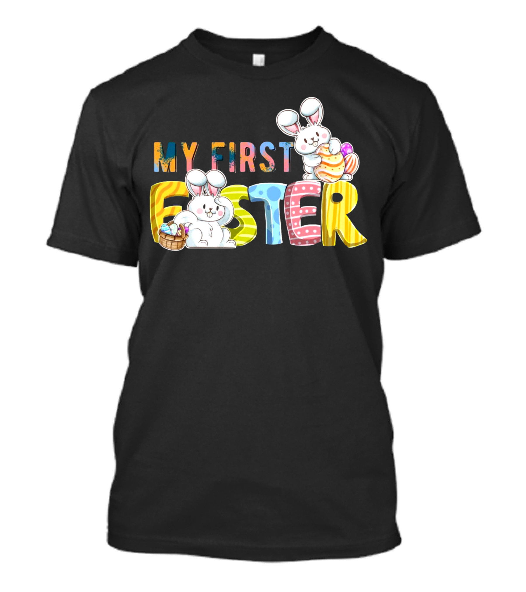 My First Easter Baby Boy Easter Bunny With Colorful Eggs And Bunnies T-Shirt