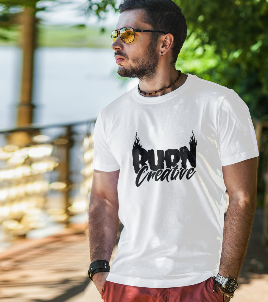 Burn Creative Flame Text T-Shirt