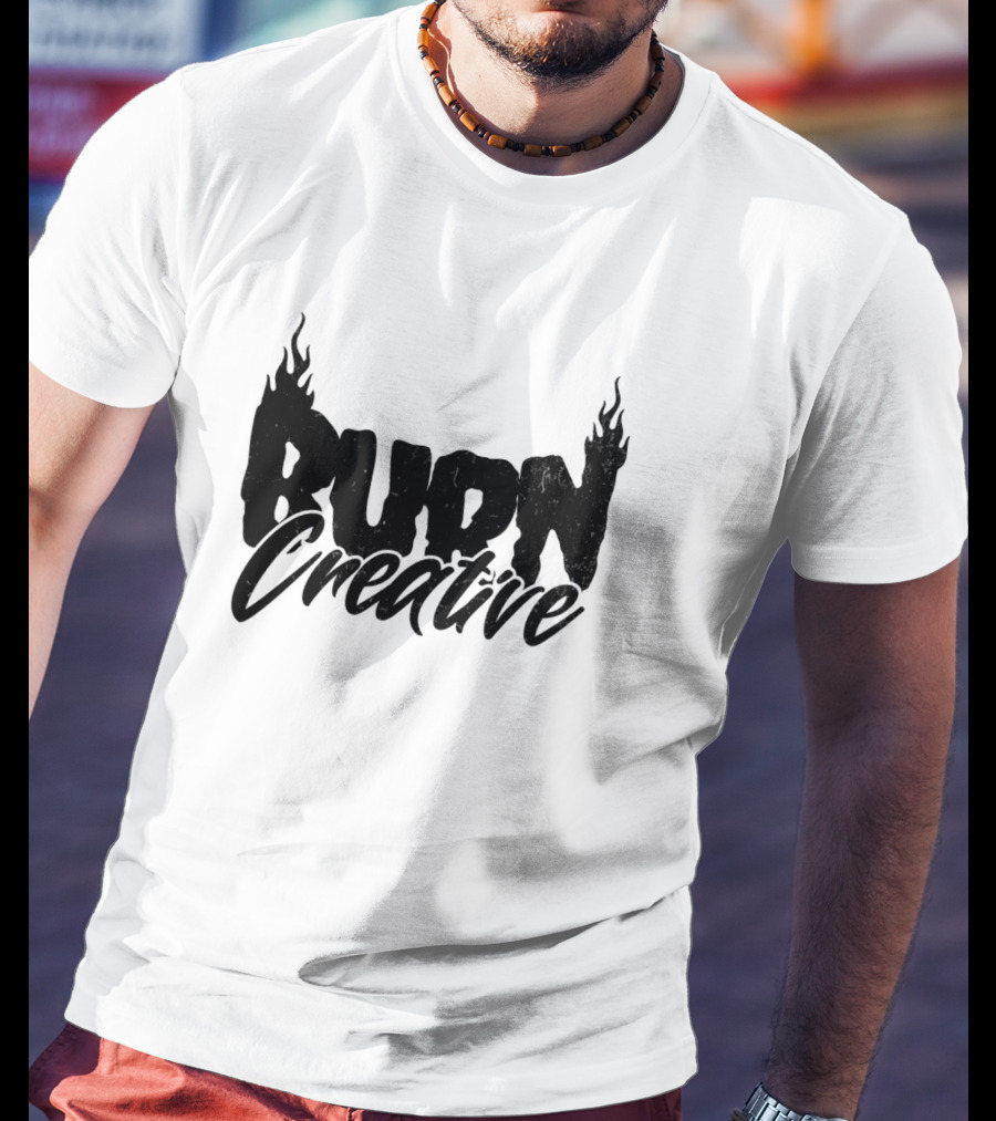 Burn Creative Flame Text T-Shirt