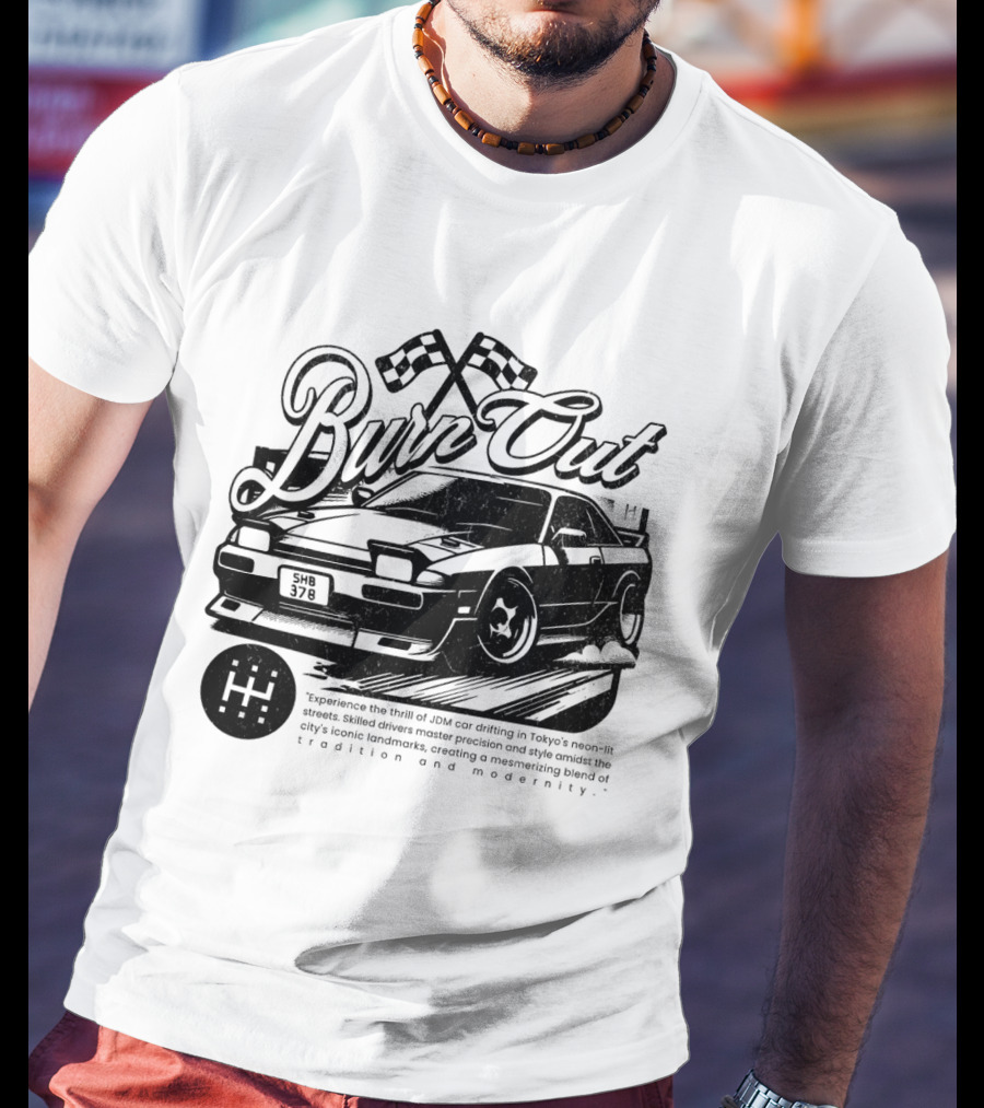 Burn Out JDM Car Drifting Tokyo Streets Tradition And Modernity T-Shirt